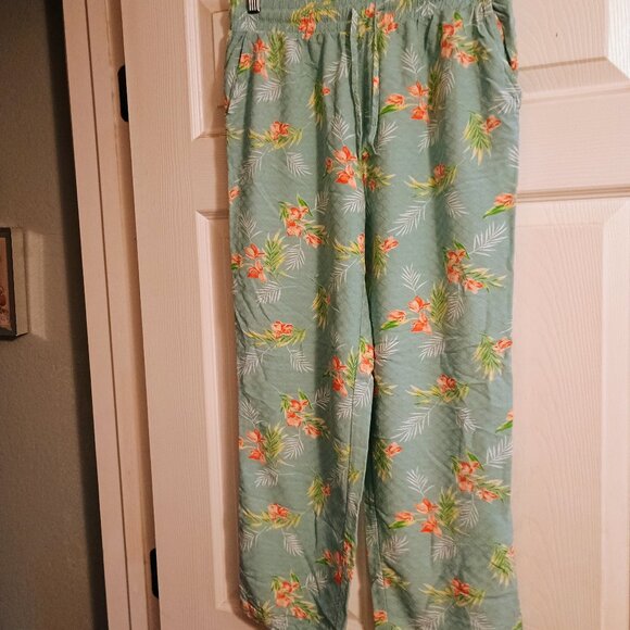 Tranquil And True Womens Lounge Pants, Sz S, Teal Floral, Hi Rise, NWOT - Picture 1 of 8